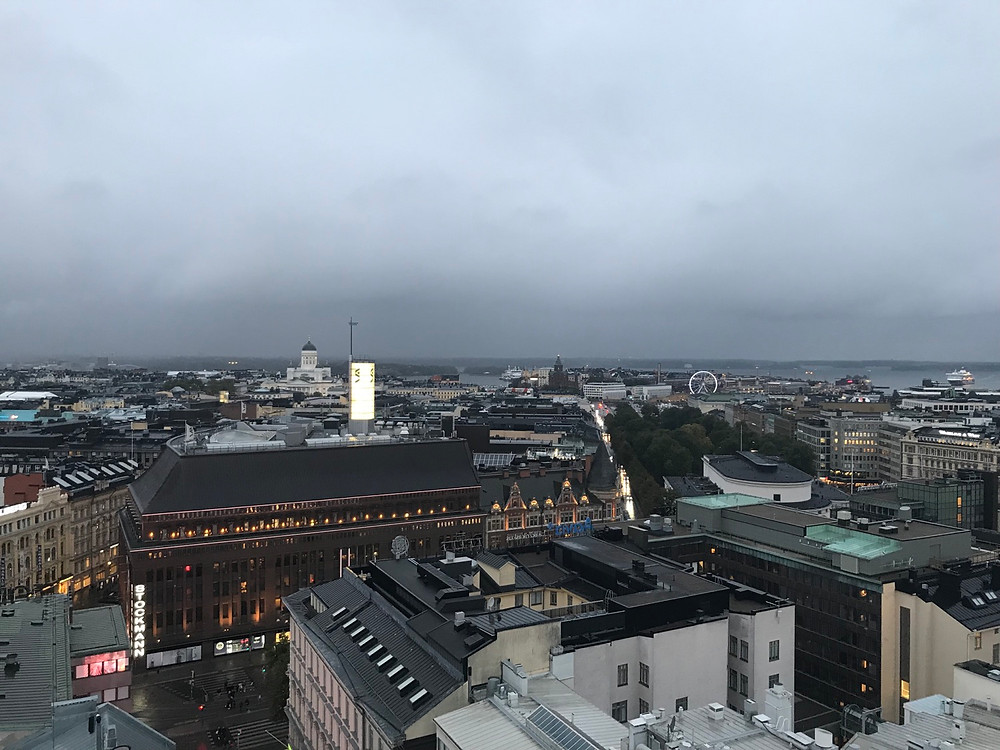 View of Helsinki Finland from the rooftop of Hotel Torni