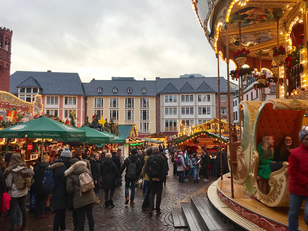 Römerberg during the Christmas market in Frankfurt, Germany