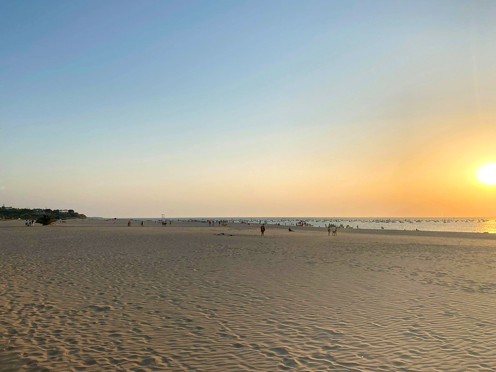 Playa de Sanlúcar de Barrameda/Playa de Las Piletas at sunset in Cadiz, Spain