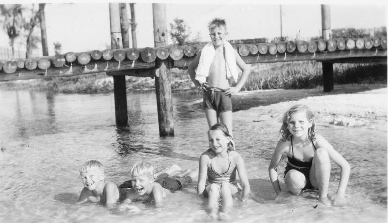 Army Brat world war 2. Laurie swimming at Camp Blanding, Florida, sometime in 1944