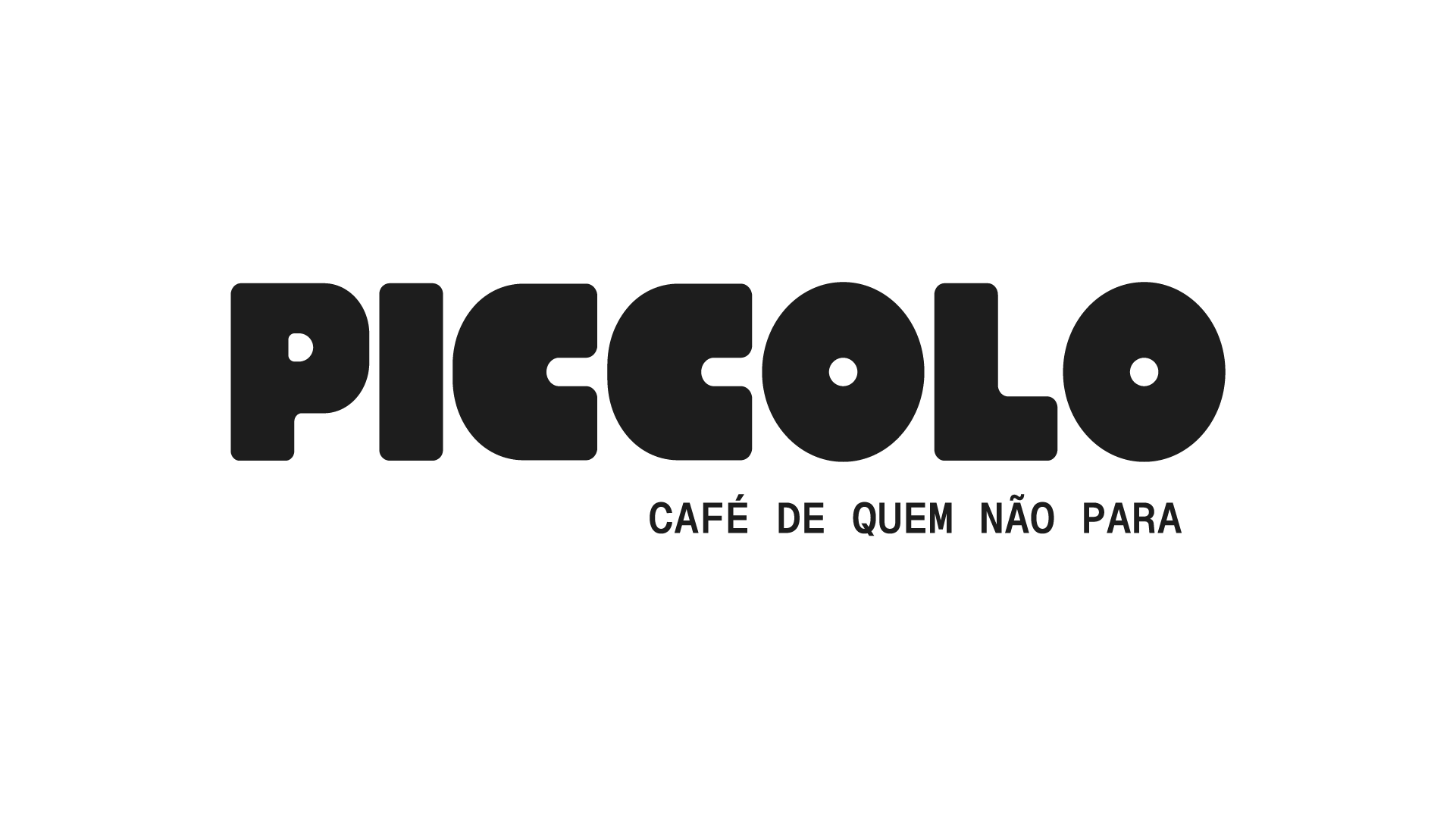 Logo do Piccolo, com o slogan abaixo: Café de quem não para.
