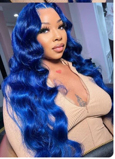 Thumbnail: Dark Blue Transparent Lace Frontal Wig 13x4