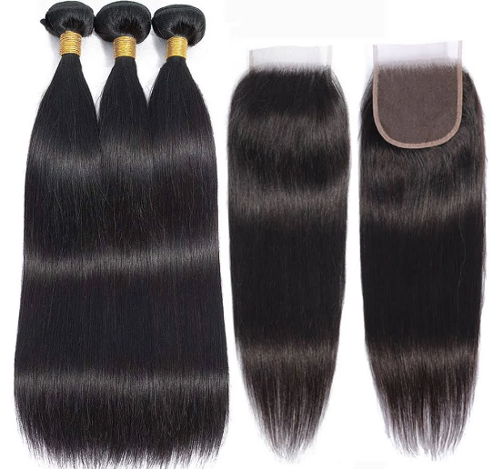 Thumbnail: 5x5 Transparent lace Closure with 3 Grade 13A Bundles Color 1B