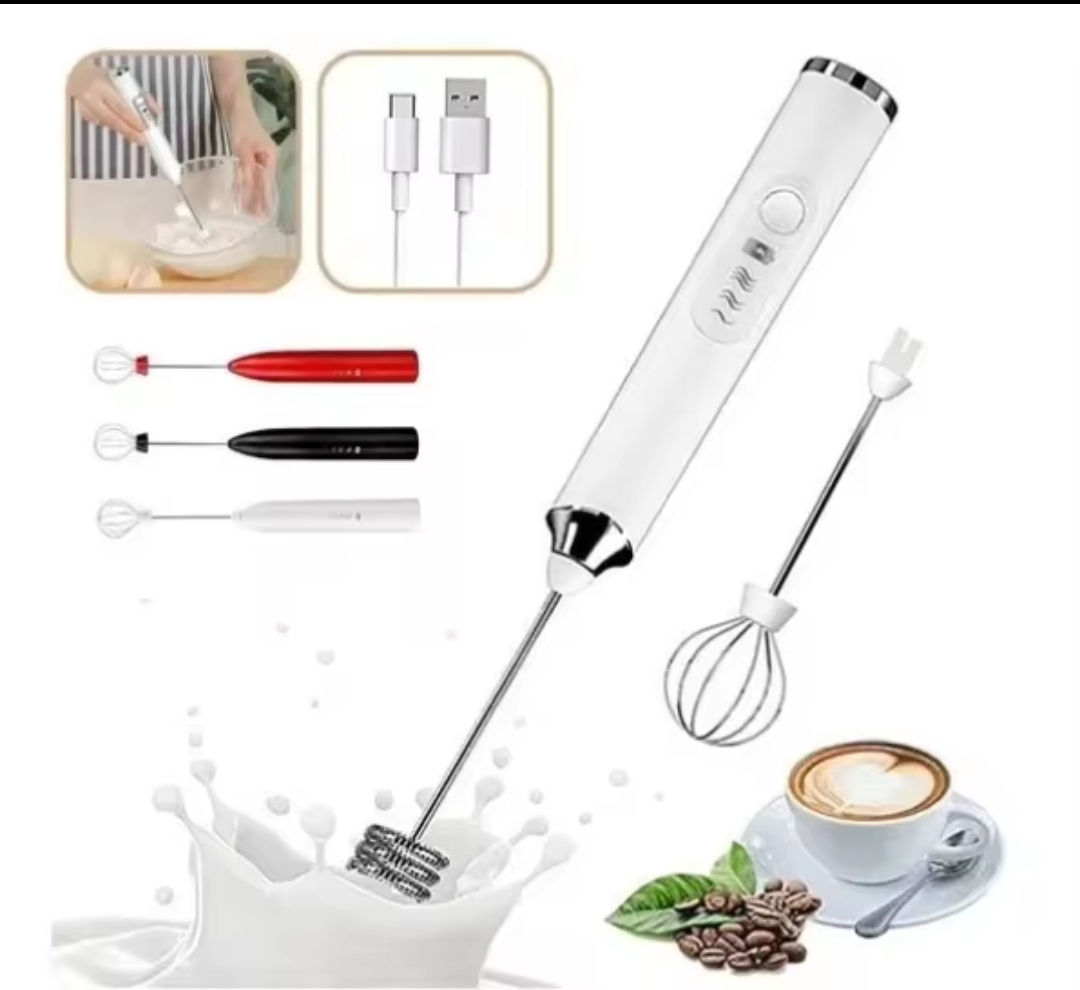 Mixer Recarregavel 2 em 1 Eletrico Misturador Batedor Ovo Leite Cafe