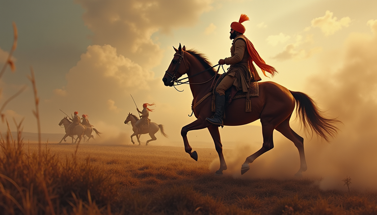 High angle view of a Sikh warrior painting depicting bravery and resilience