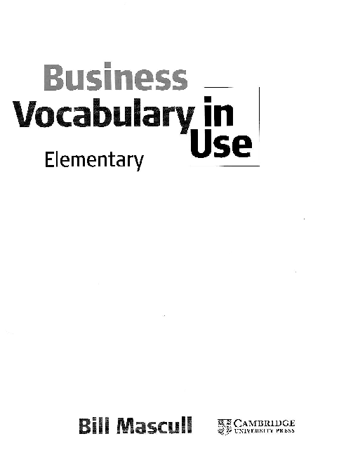Business Vocabulary in Use (Elementary) (2006)
