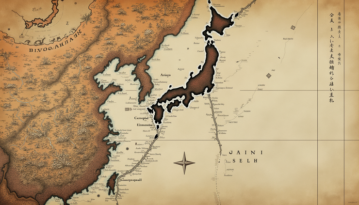 High angle view of a detailed map showing the Keicho Embassy's route from Japan to Europe