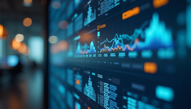 Eye-level view of a digital dashboard showing AI workflow automation
