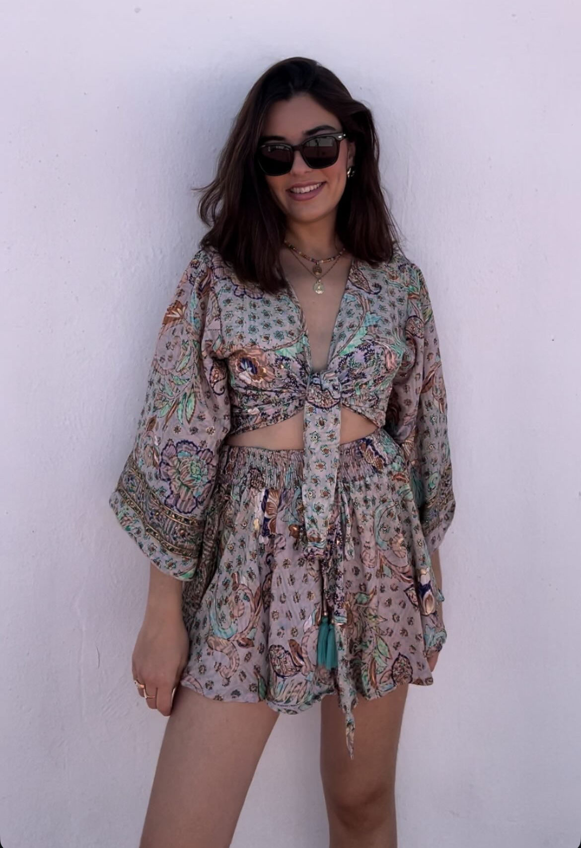 Conjunto Malta Estampado Azul/Verde