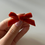 Miniatura: Broche Lazo Terciopelo Teja Pequeño
