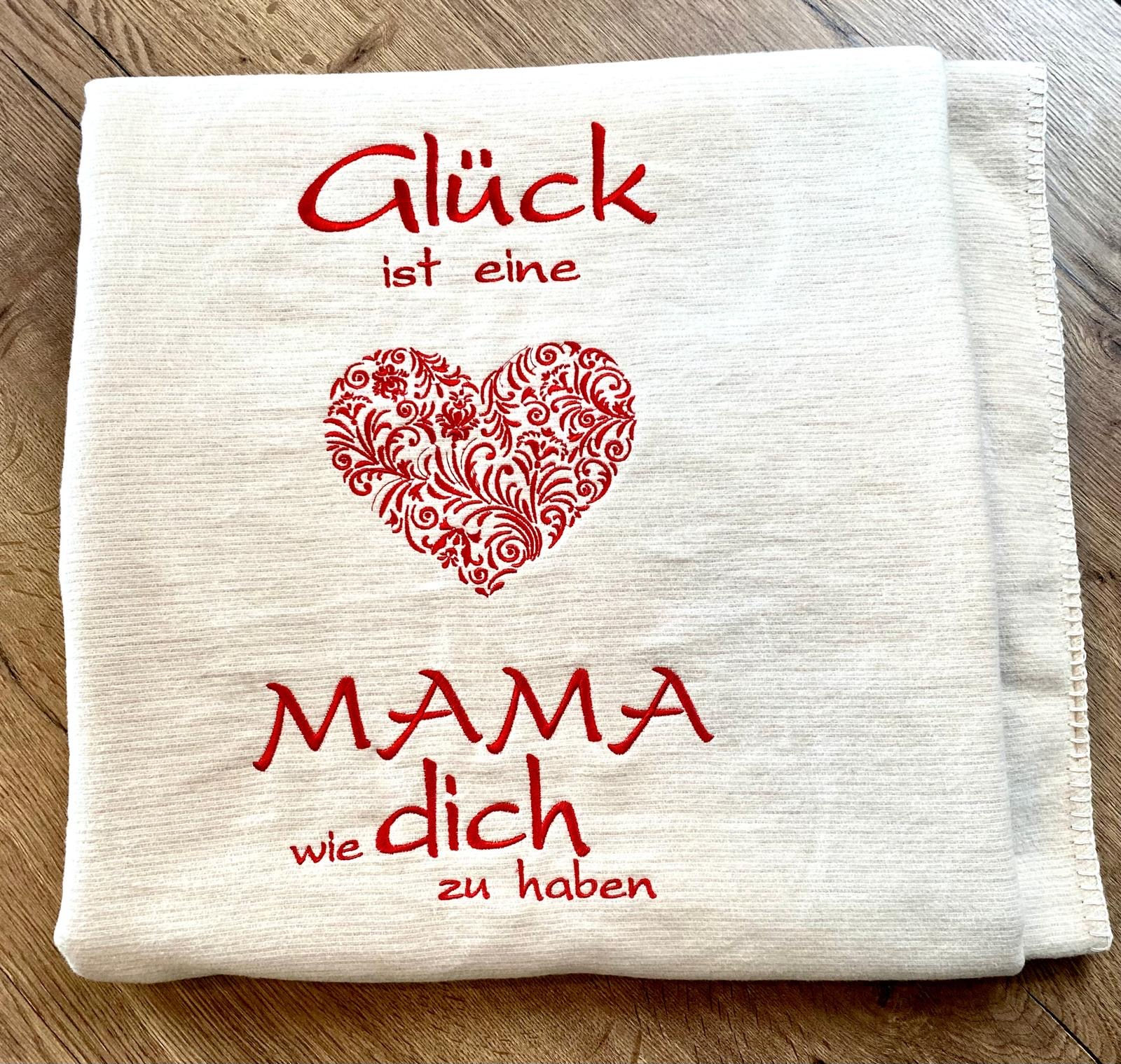 Einkaufstasche „Glück ist…“ bestickt