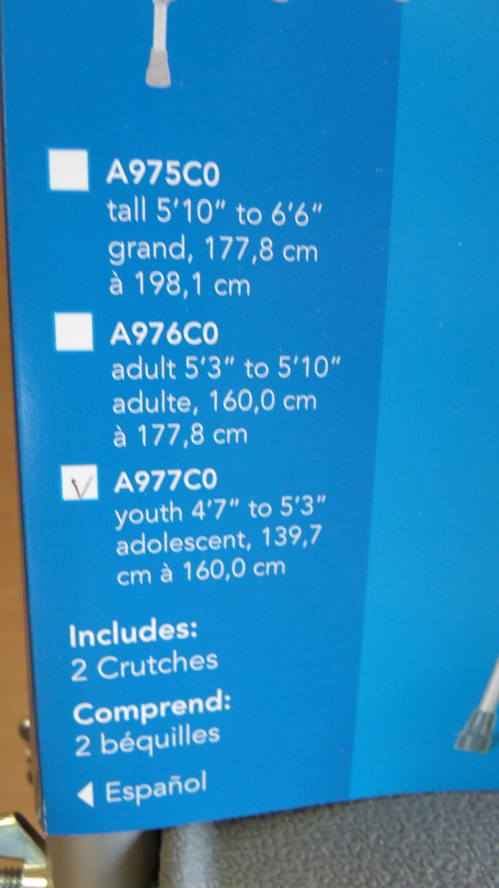 Thumbnail: CAREX ALUMINUM CRUTCHES YOUTH 4' 7" to 5' 3"
