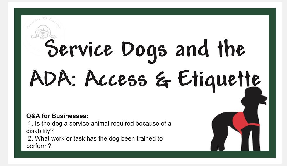 Service Dog Access & Etiquette Front of the Card