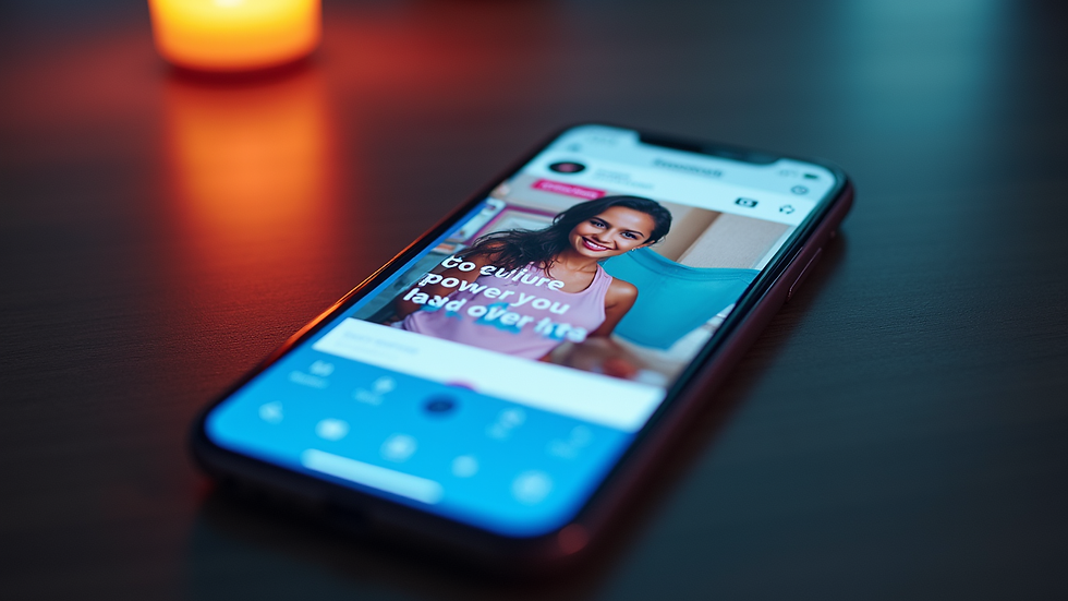 close-up of a vibrant social media ad on a smartphone screen