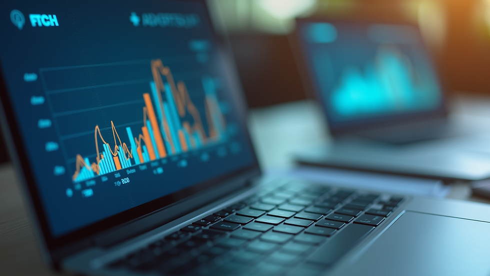 Close-up view of a laptop screen showing digital advertising analytics