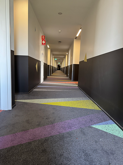 Completed commercial Axminster carpet flooring at Atura Hotel Melbourne