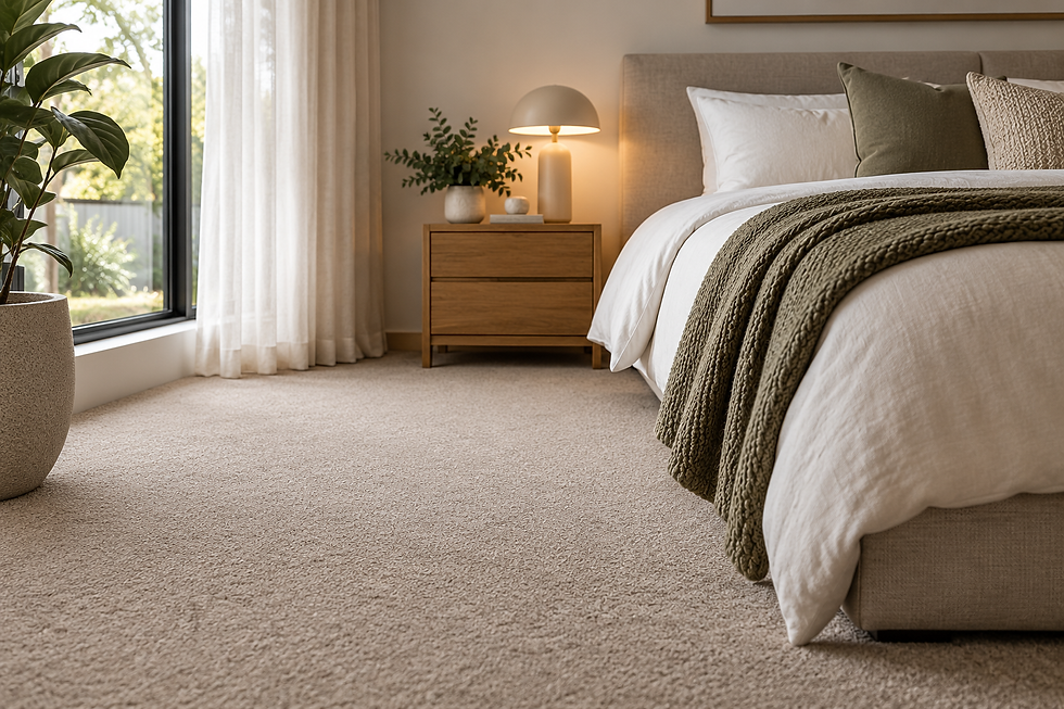 Soft bedroom carpet professionally installed in a Melbourne home