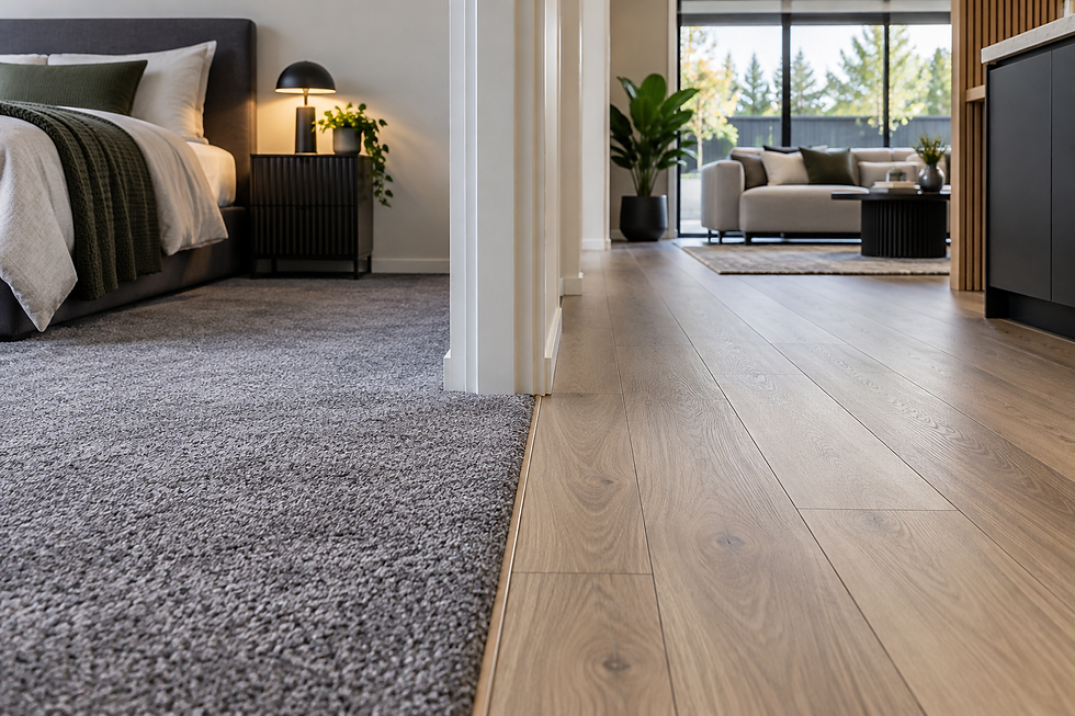 Carpet and hybrid flooring in a modern Melbourne home