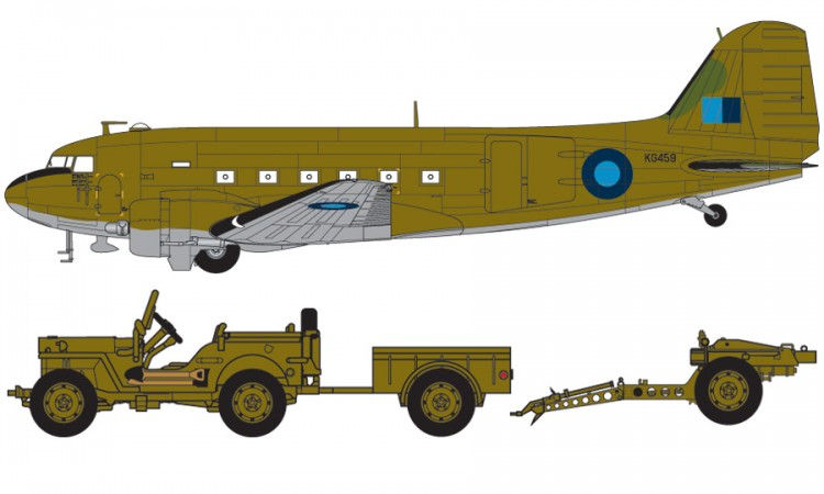 Thumbnail: A09008 Douglas Dakota MkIII with Willys MB Jeep 1:72 Scale