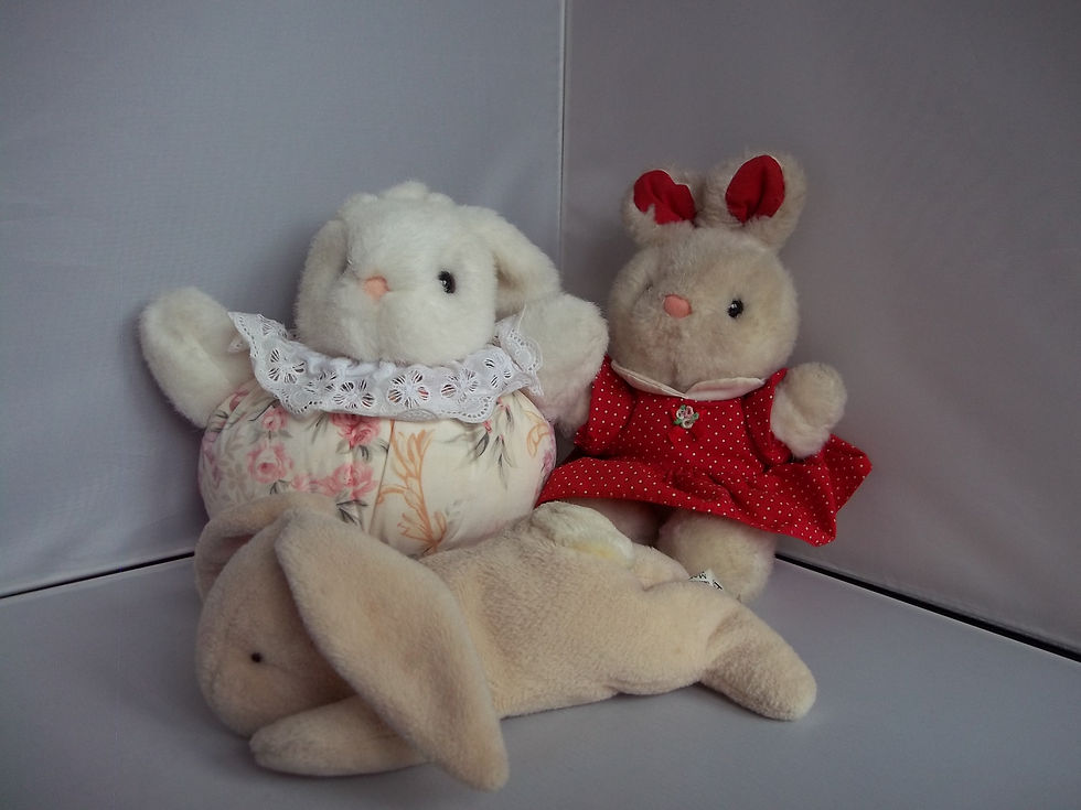 Thumbnail: Job Lot/Bundle 3 x Bunny Rabbits Soft Cuddly Plush Vintage