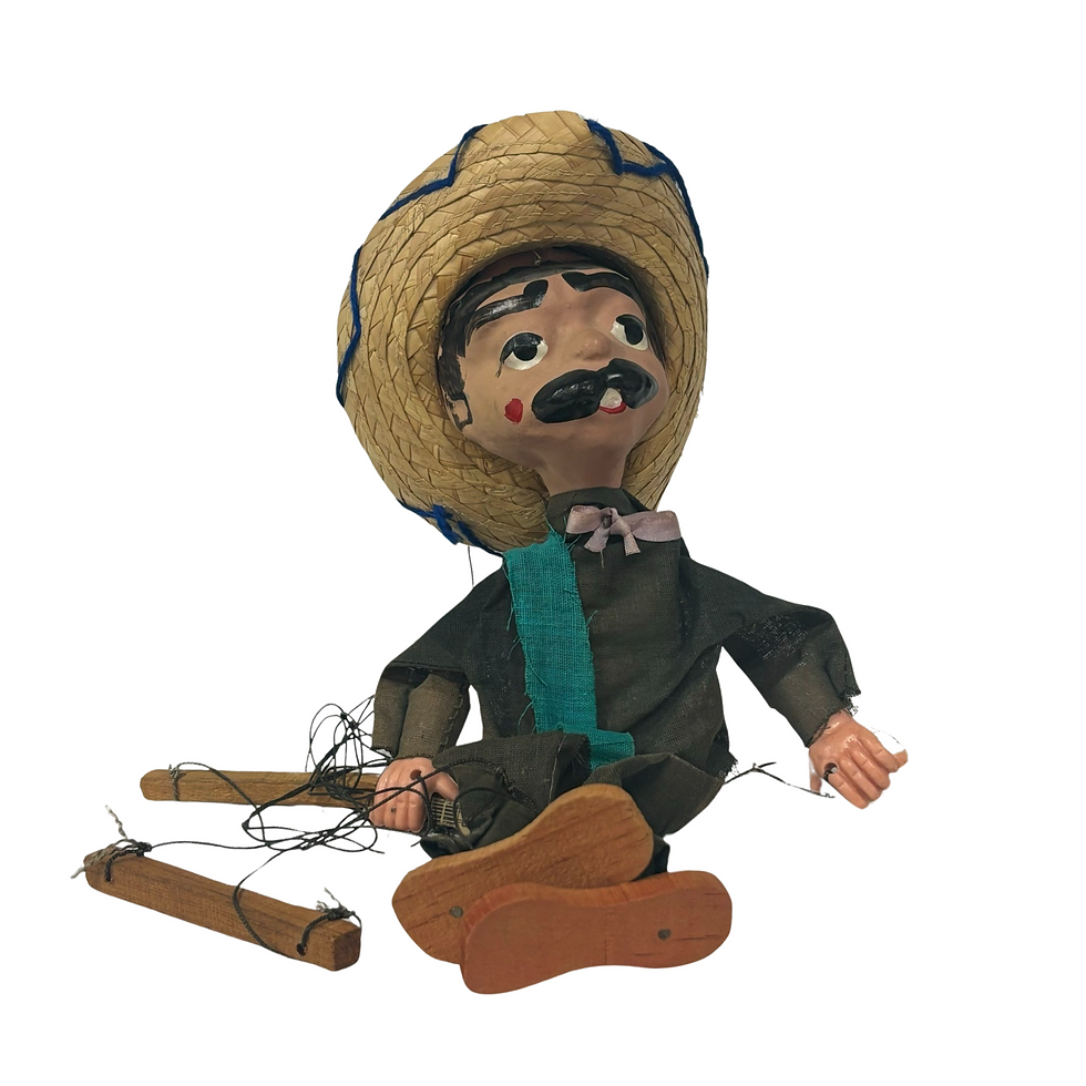 Authentic Mexican Hand made Marionette Doll String Puppet 12" (Missing Guitar)