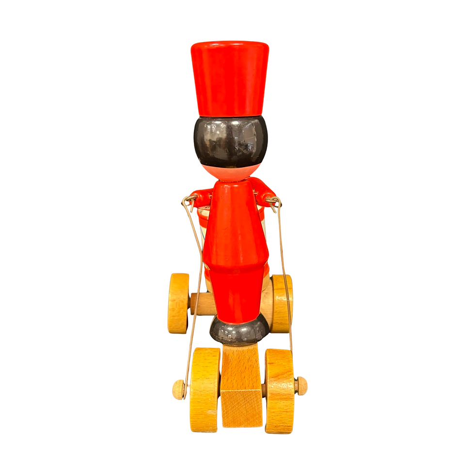 Thumbnail: Vintage 1950s Pull Along Drummer Toy