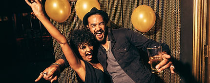 man and woman partying