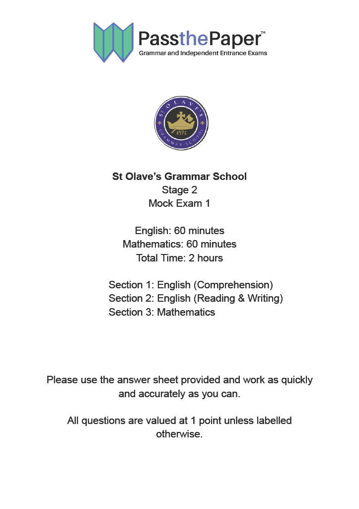 Thumbnail: St Olave's Stage 2, Paper 1
