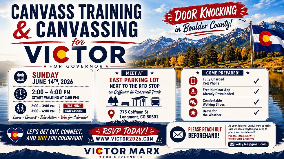 CANVASS TRAINING & CANVASSING for Victor Marx for Governor (Door Knocking in Boulder County)