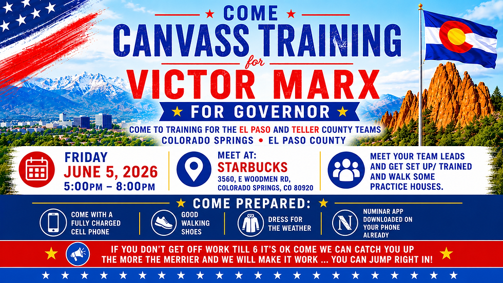 Come Canvass Training for Victor Marx for Governor