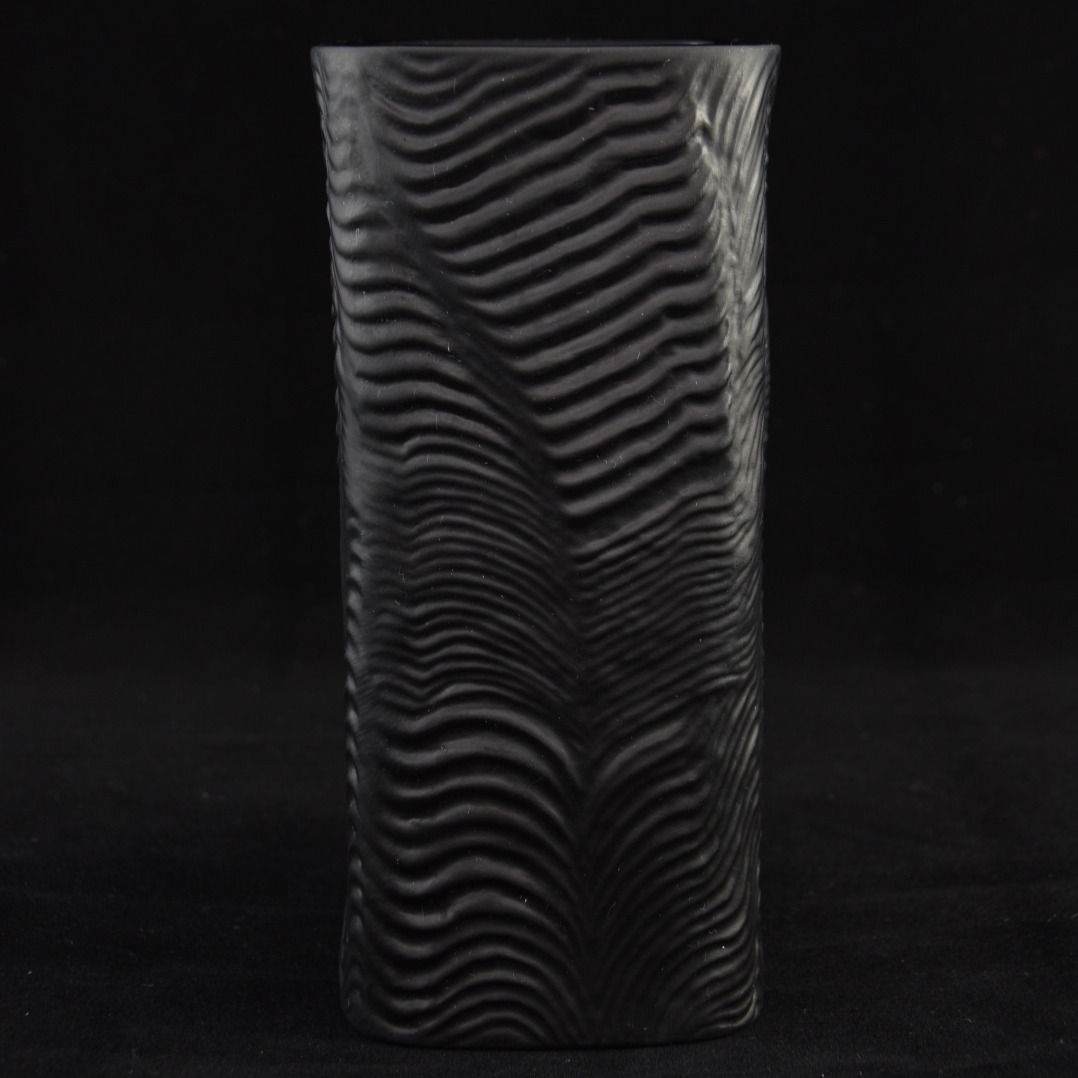 Martin Freyer Rosenthal Studio-Linie design vase waves matte glazed black porcelain  H 17cm '70