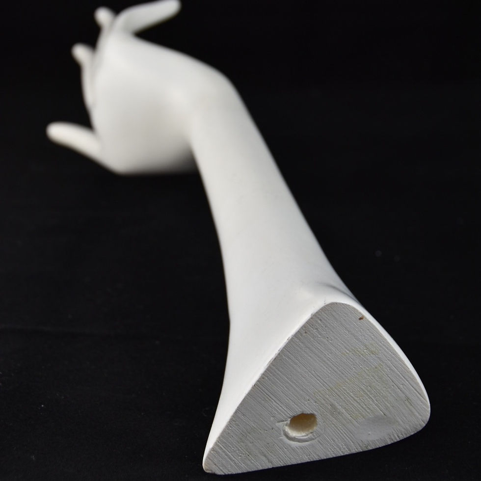 Thumbnail: hand shaped jewellery stand holder vintage midmodern design white plastic