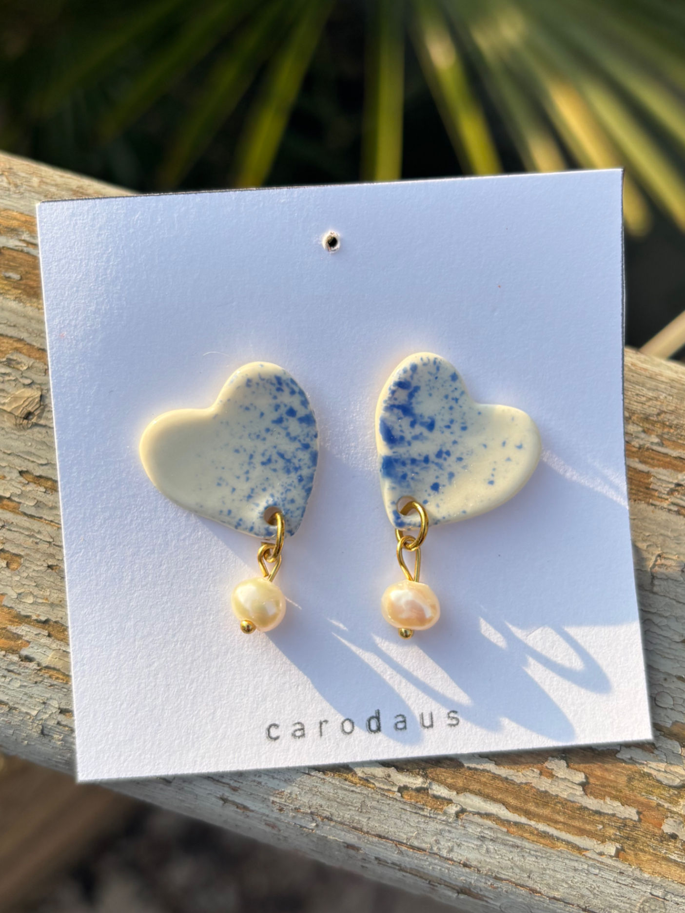 coeur bleu - moucheté perles