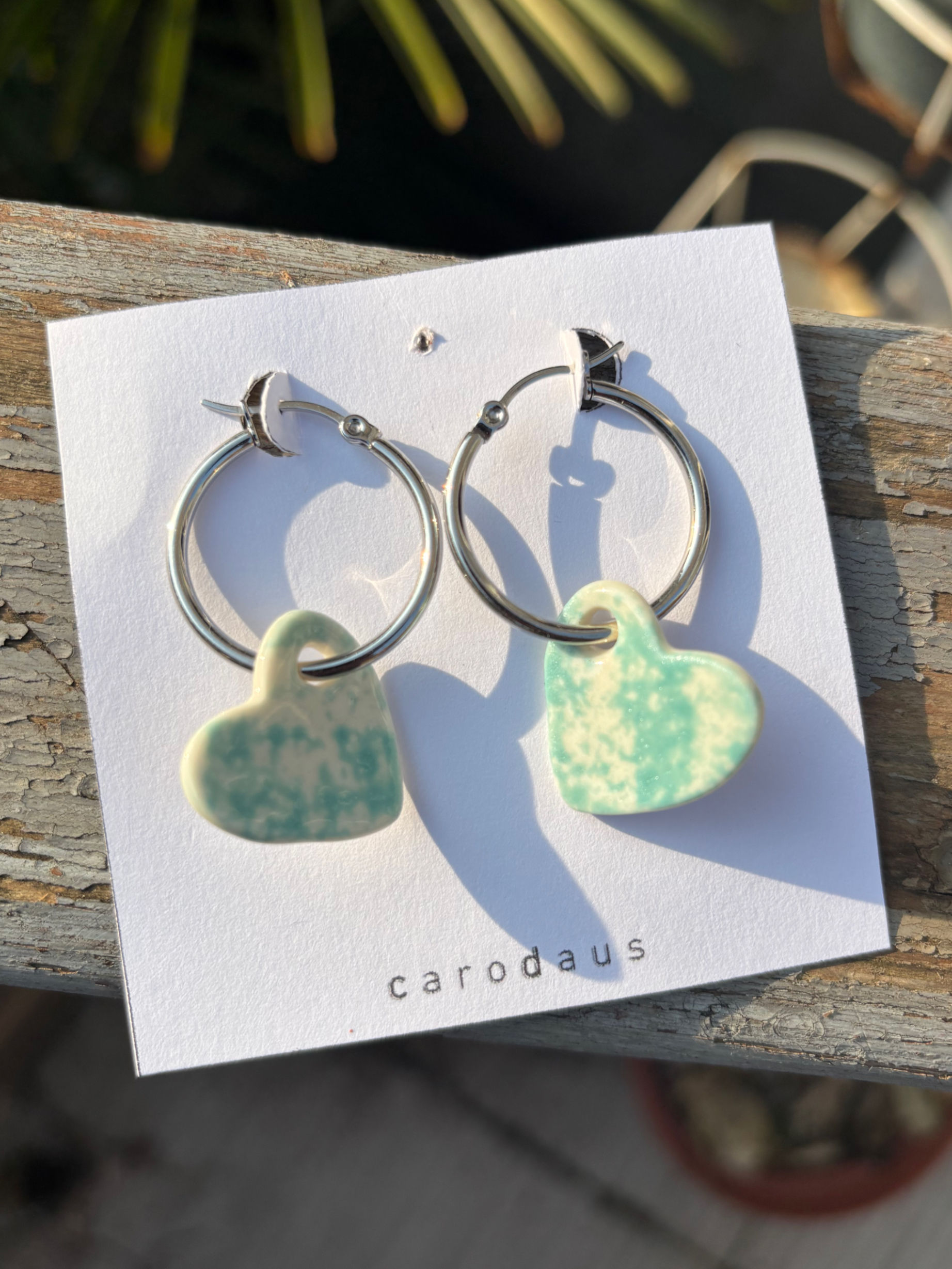 coeur turquoise - créole argentée