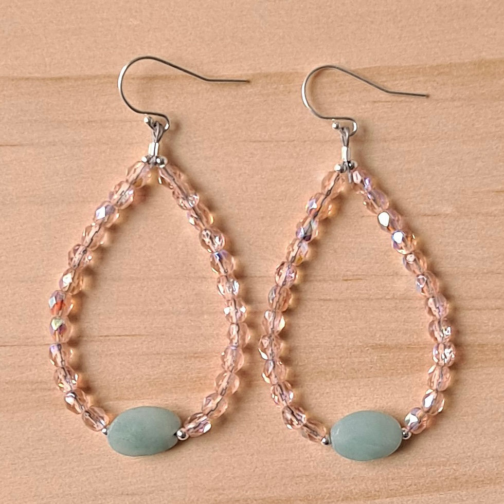 Thumbnail: Pink Crystal Amazonite Teardrop Earring