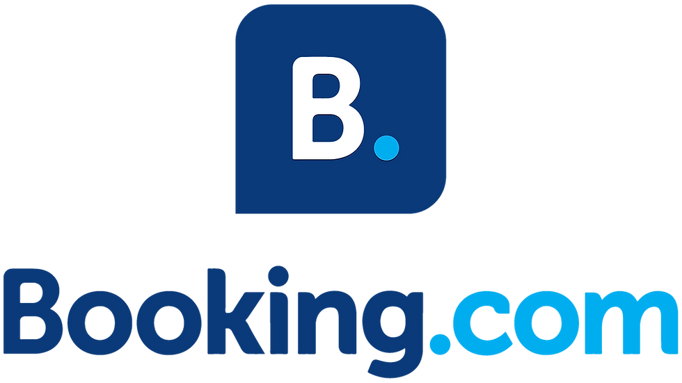 Blue and white Booking.com logo with a stylized letter "B" in a square, evoking a modern and professional mood.