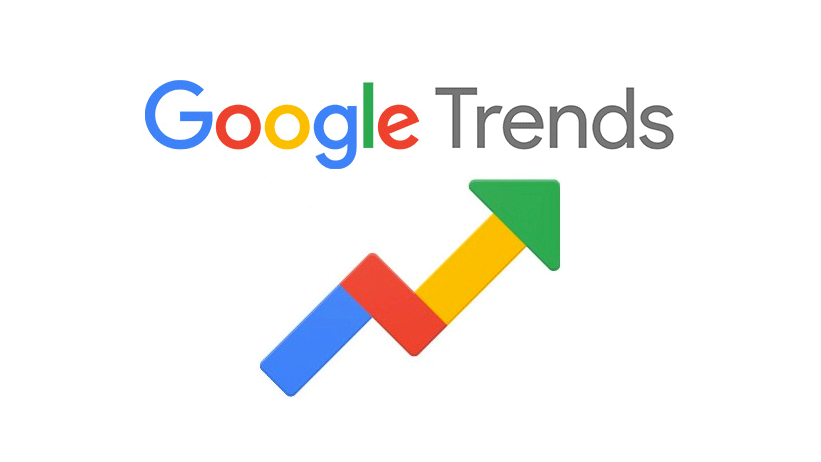Google Trends logo with a multicolored upward arrow on a white background. Arrow colors: blue, red, yellow, green, symbolizing growth.