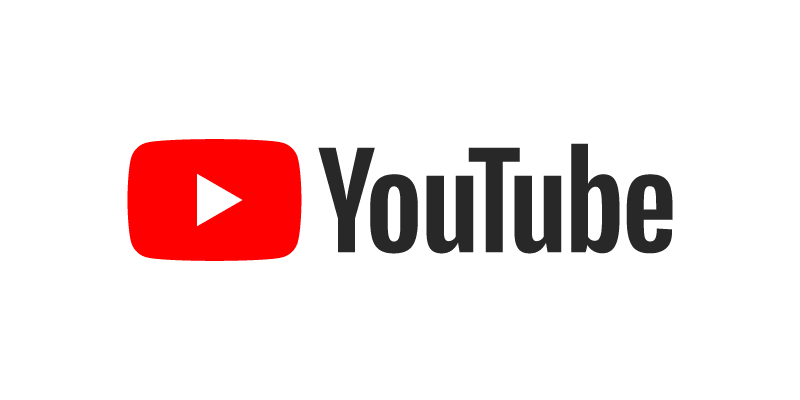 YouTube logo with a red play button icon and black text on a white background.