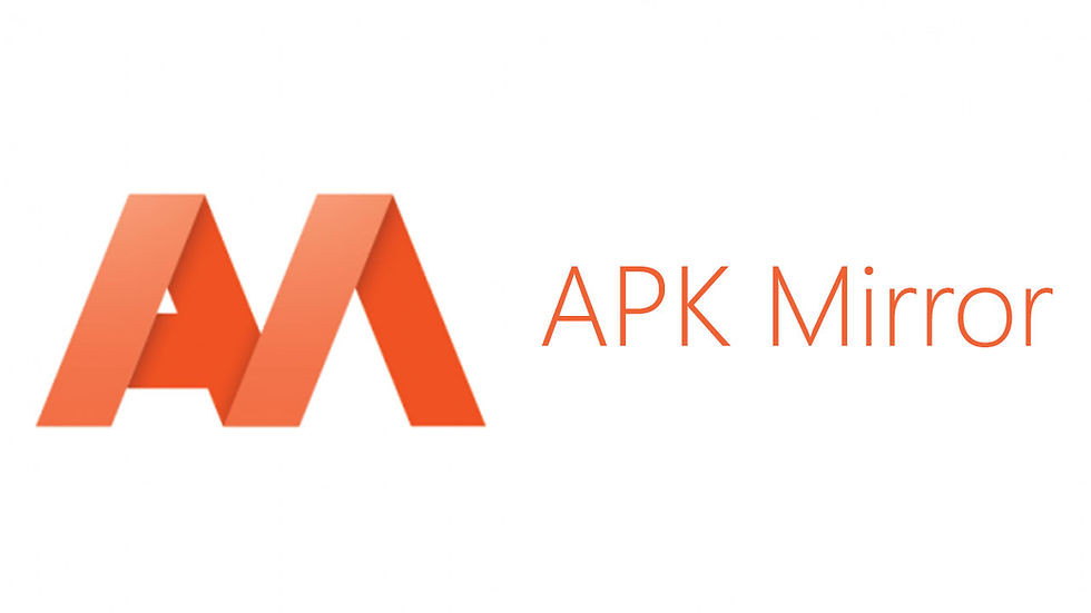 Orange "A" logo next to "APK Mirror" text on a white background. The mood is clean and modern.