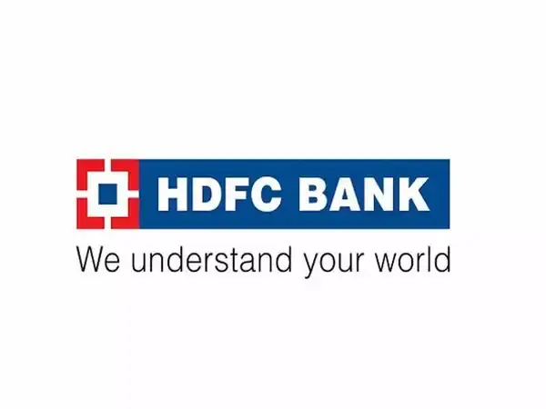 HDFC Bank logo with a blue rectangle and red symbol. Text below reads "We understand your world" on a white background.