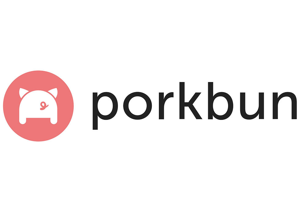 Pink circle with a white pig face logo on the left, black text "porkbun" on the right, set against a white background.