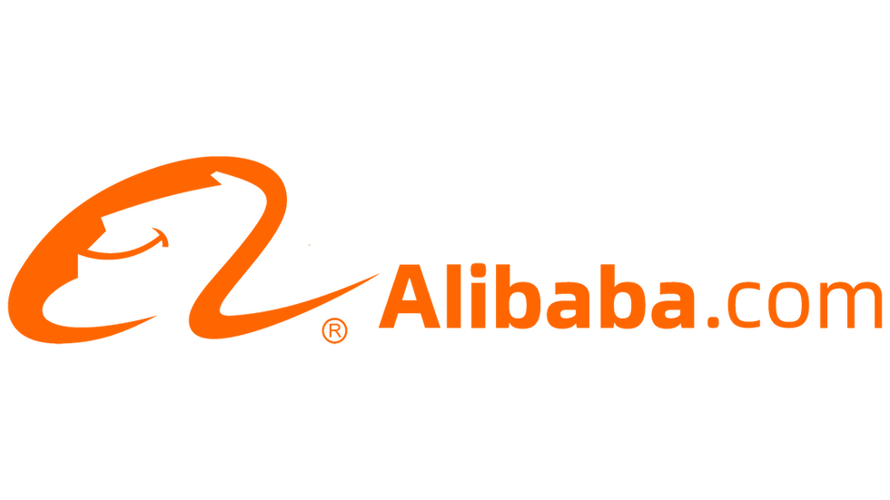 Orange Alibaba.com logo with stylized "A" on a black background, conveying a bold and professional feel.