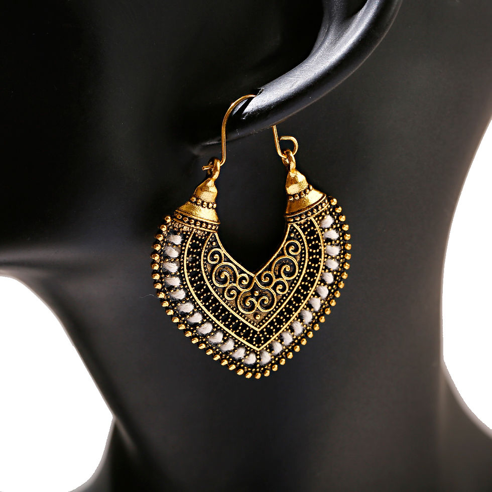 Thumbnail: 2023 Bohemia Antique Bronze Indian Jhumka Earrings Women Gold Color Ethnic Gypsy