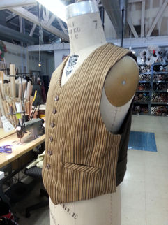Child's Striped Vest for San Francisco Opera's Two Women. A brown striped vest with welt pockets. 
