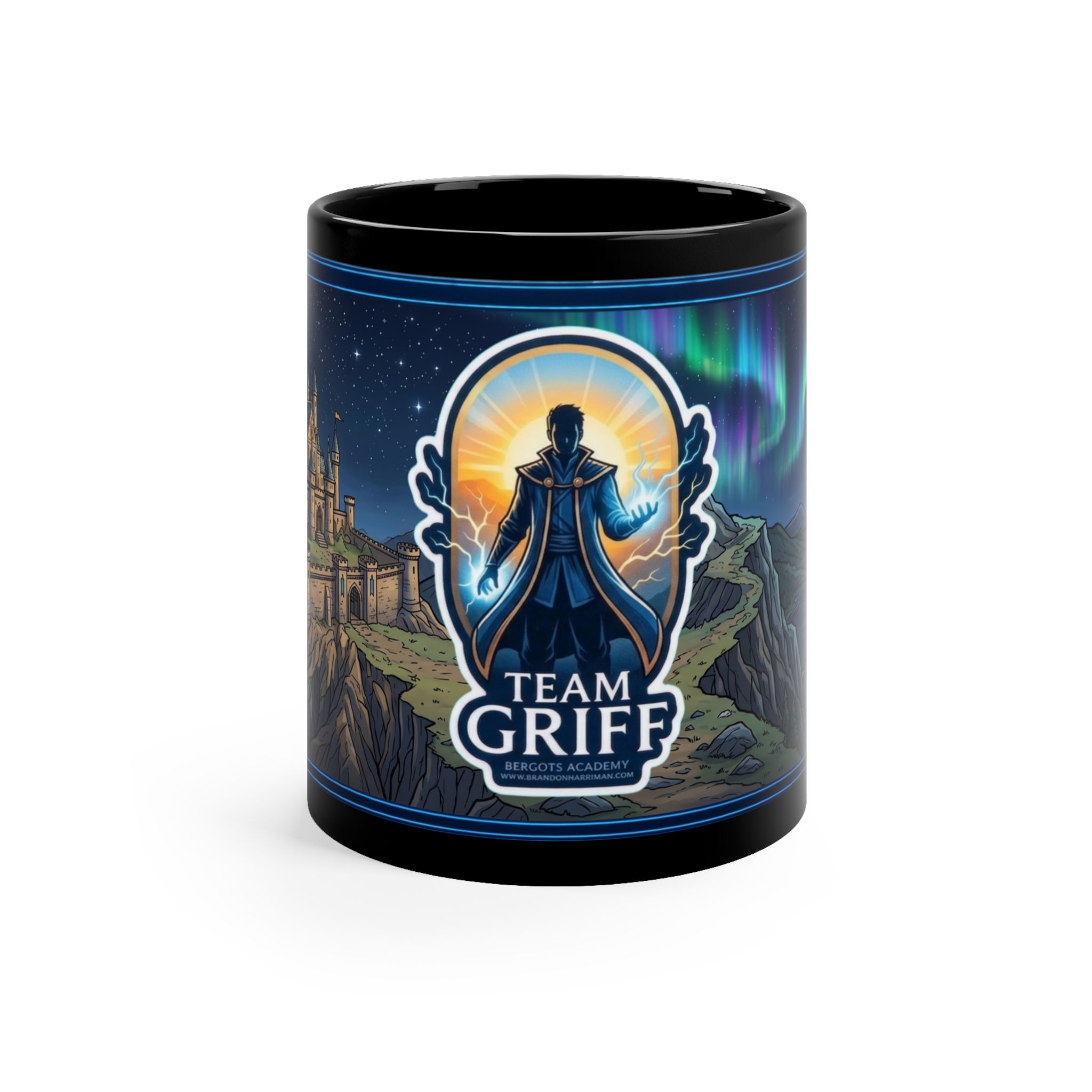 Team Griff Mug | Bergots Academy Illustration, Black 11oz Coffee Mug