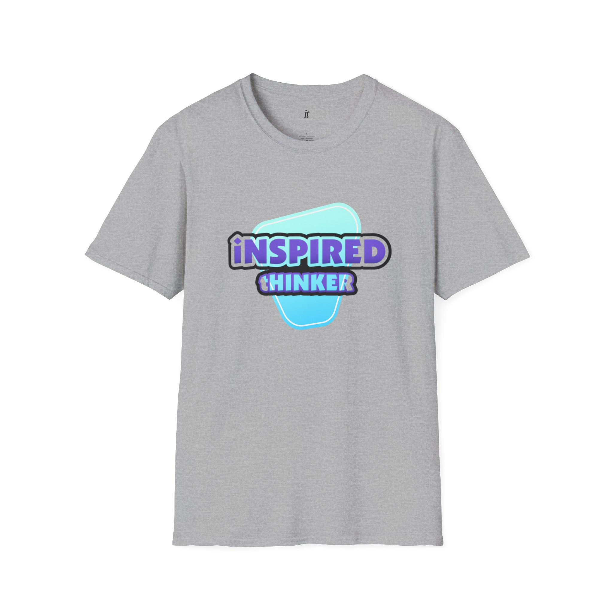 iNSPIRED tHINKER adult grey t-shirt with teal and purple logo