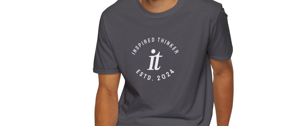 model wearing Inspired Thinker t-shirt