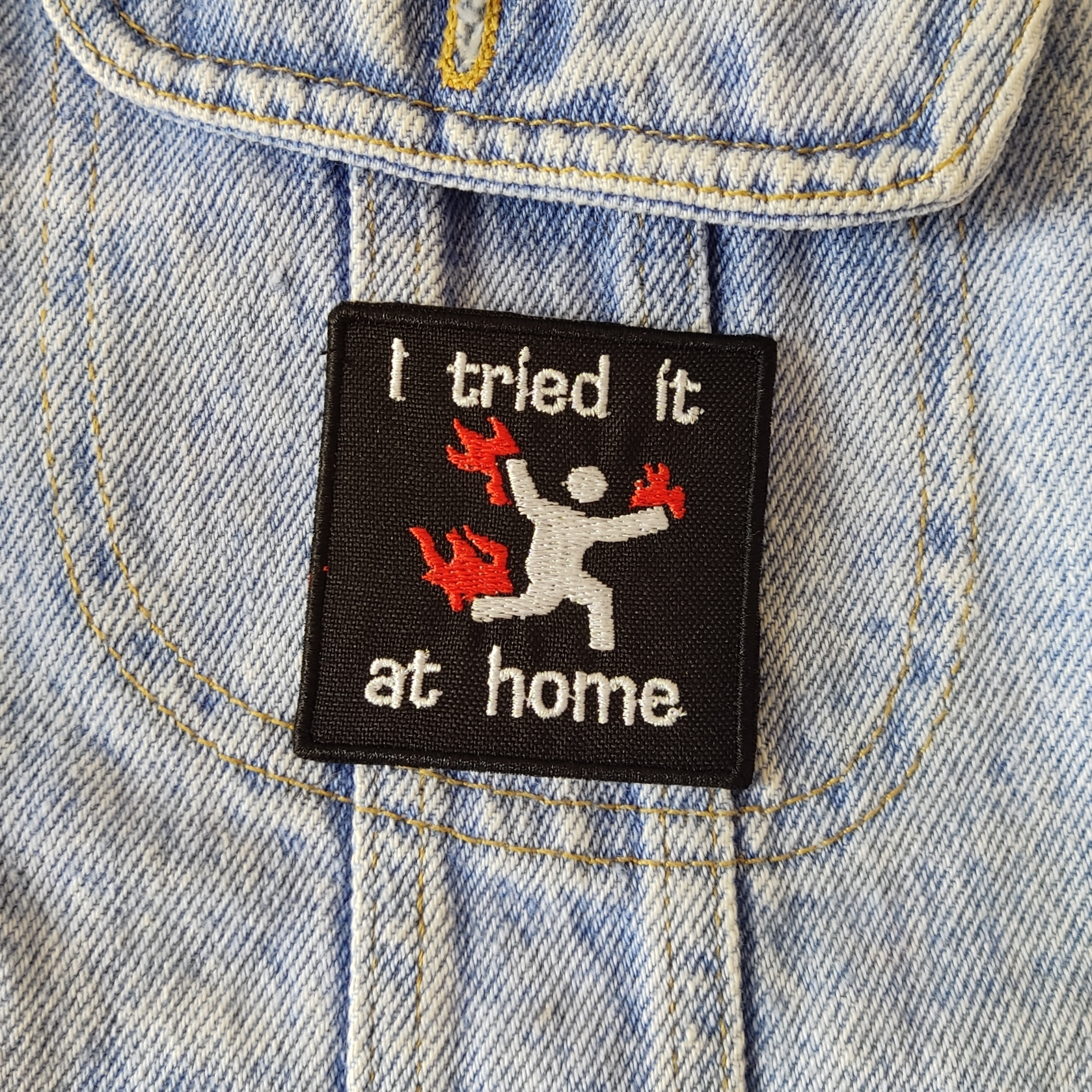 Eu Tentei em Casa - Patche Bordado com Termocolante