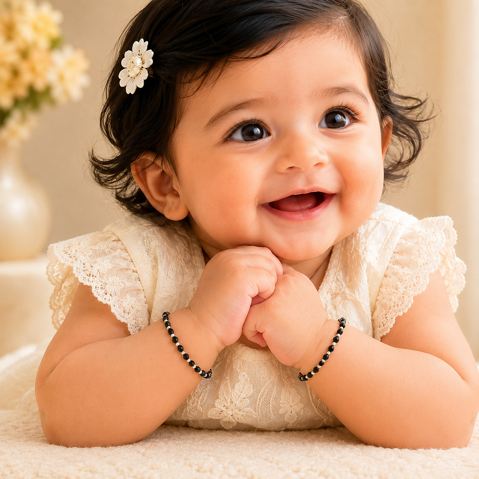 Thumbnail: Classic Black Beads Kids Nazariya