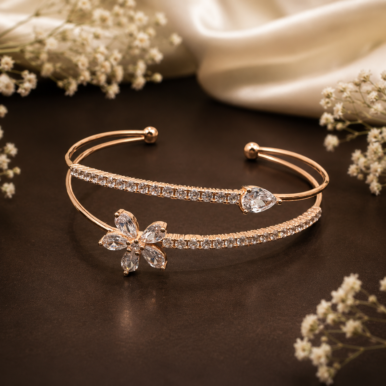 Rose Gold Floral Wrap Women’s Kada